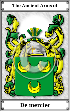 De mercier Family Crest Download (JPG)  Book Plated - 150 DPI